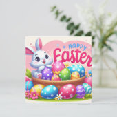 イースターおめでとう - パステルカラーのウサギの卵 シーズンカード (スタンド正面)