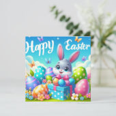 イースターおめでとう - パステルカラーのウサギの卵 シーズンカード (スタンド正面)