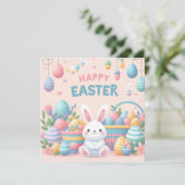 イースターおめでとう - パステルカラーのウサギの卵 シーズンカード (スタンド正面)