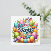 イースターおめでとう - パステルカラーのウサギの卵 シーズンカード (スタンド正面)