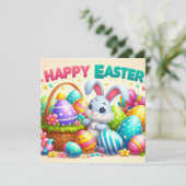 イースターおめでとう - パステルカラーのウサギの卵 シーズンカード (スタンド正面)