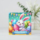 イースターおめでとう - パステルカラーのウサギの卵 シーズンカード (スタンド正面)