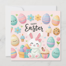イースターおめでとう - パステルカラーのウサギの卵 シーズンカード