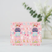 イースターおめでとう - パターン面白いうさぎイースター シーズンポストカード (スタンド正面)