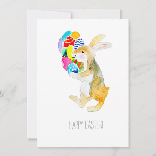 イースターおめでとう、ファニーウサギと卵 シーズンカード (正面)