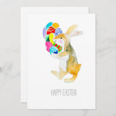 イースターおめでとう、ファニーウサギと卵 シーズンカード (正面/裏面)
