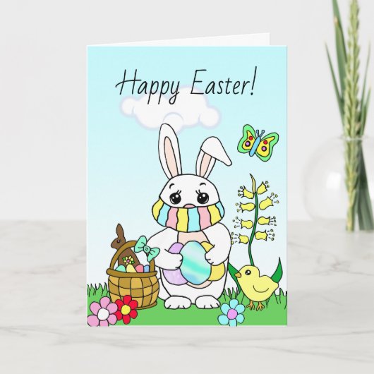 イースターおめでとう、マスクをしたイースターバニー カード (正面)
