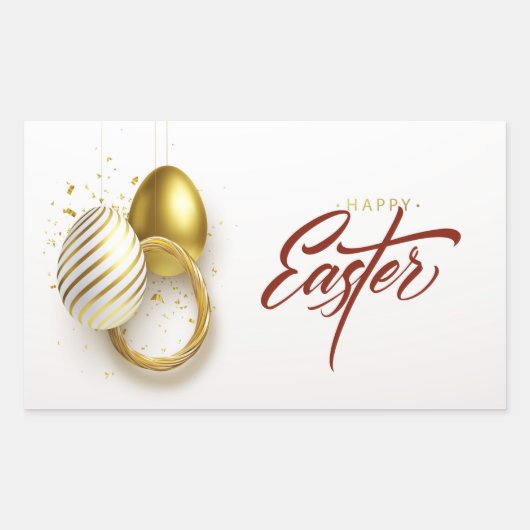 イースターおめでとう レクタングラー スティッカー 長方形シール (正面)