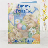 イースターおめでとう、家族へ カード (黄色い花)