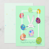 イースターおめでとう 春のキュートなウサギ イースターエッグ ハント シーズンカード (正面/裏面)