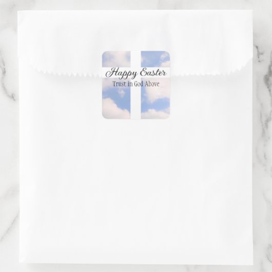 イースターおめでとう 神を信じて 青と白 スクエアシール (バッグ)