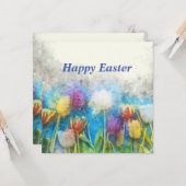 イースターおめでとう 美しいチューリップ カード (正面/裏面インサイチュ)