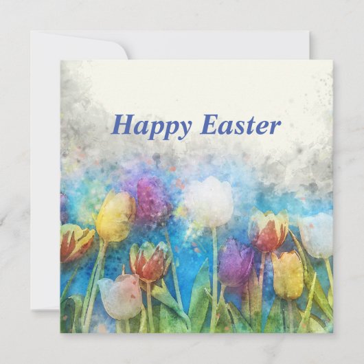 イースターおめでとう 美しいチューリップ カード (正面)