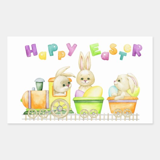 イースターおめでとう 長方形シール (正面)