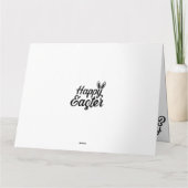 イースターおめでとう、黒いテキストのウサギの耳 カード (裏面)