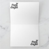 イースターおめでとう、黒いテキストのウサギの耳 カード (内部)