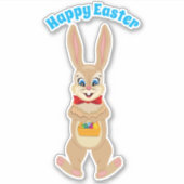 イースターおもしろいかわいいバカラフルニーと卵の漫画 シール (正面)