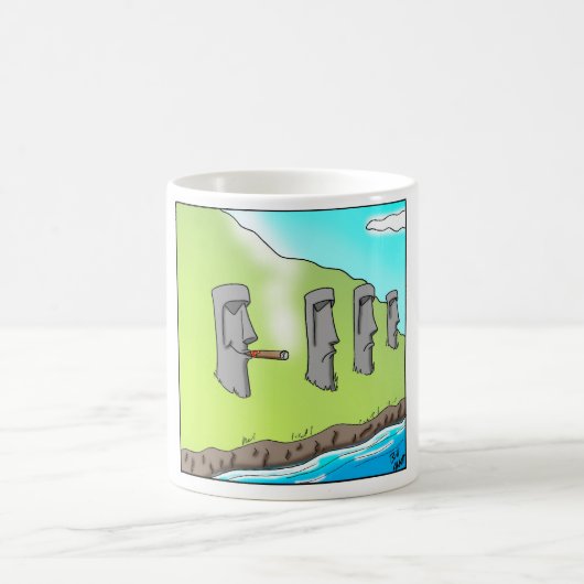 イースターおもしろいアイランドの葉巻の漫画ギフト コーヒーマグカップ (中央)
