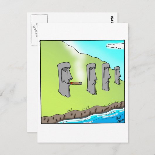 イースターおもしろいアイランドの葉巻の漫画ギフト ポストカード (正面/裏面)