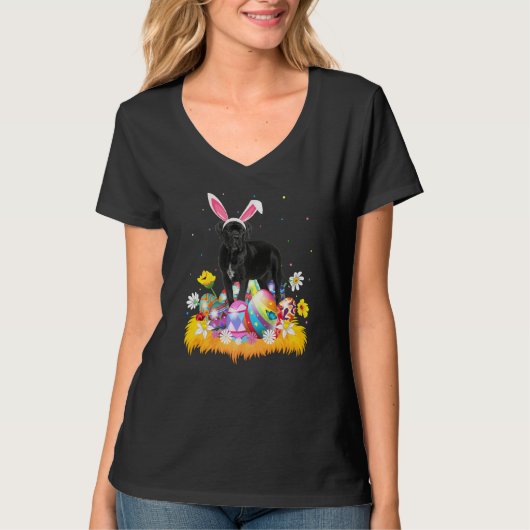 イースターおもしろいエッグ杖コルソ犬イースター日曜日 Tシャツ (正面)