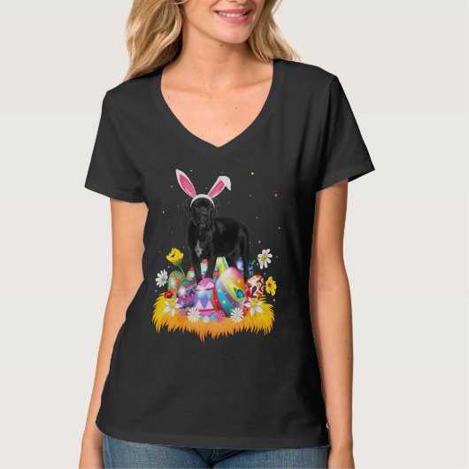 イースターおもしろいエッグ杖コルソ犬イースター日曜日 Tシャツ (正面)