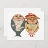 イースターおもしろいエッグ狩りヴィンテージパーティの招待状 招待状 (正面/裏面)