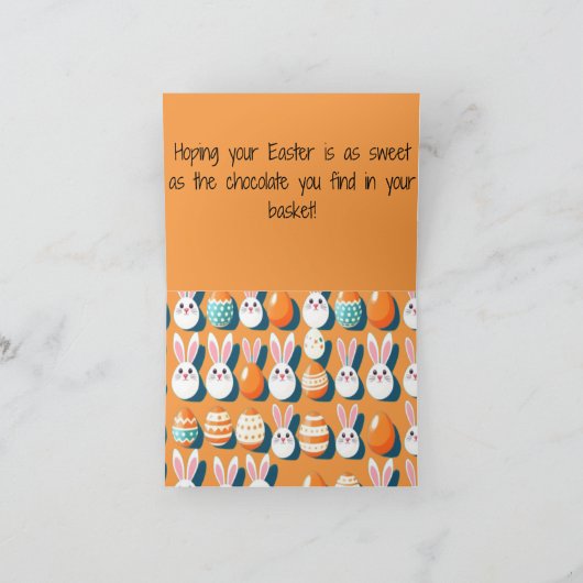 イースターおもしろいオレンジのグリーティングカード カード (内部)