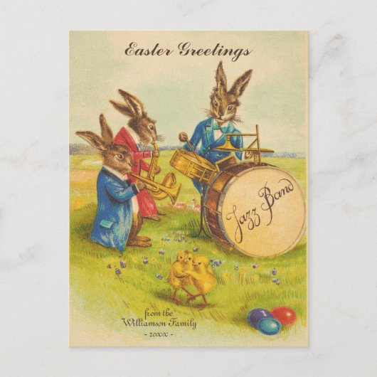 イースターおもしろいグリーティング踊りチックスカスタム文字 シーズンポストカード (正面)