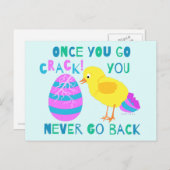 イースターおもしろいシック卵ひび割り漫画ユーモア シーズンポストカード (正面/裏面)