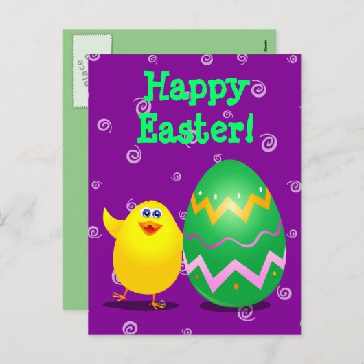 イースターおもしろいシック、はがき シーズンポストカード (正面/裏面)