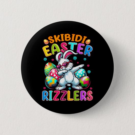 イースターおもしろいシャツ – Skibidi Easter Bunny Gen Alph 缶バッジ (正面)