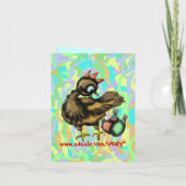 イースターおもしろいチキンとブンニーの招待カード 招待状 (裏面)