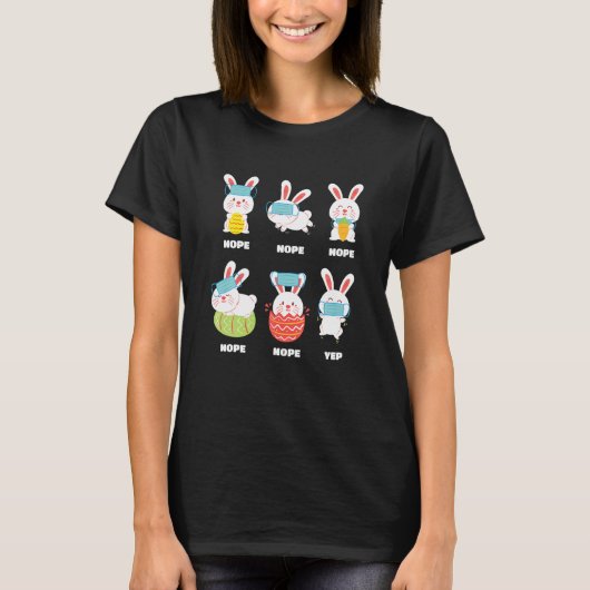 イースターおもしろいデイバニー2021ピープス着用マスク Tシャツ (正面)