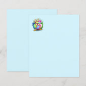 イースターおもしろいバニーと可愛いキャラクターがEgをかむ (正面/裏面)