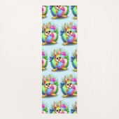 イースターおもしろいバニーと可愛いキャラクターがEgをかむ ヨガマット (正面)