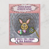 イースターおもしろいバニーのホラー映画 シーズンポストカード (正面)