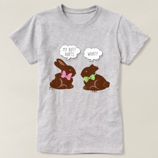 イースターおもしろいバニーチョコレート Tシャツ (デザイン正面)