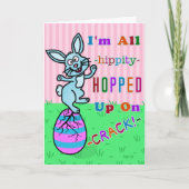 イースターおもしろいバニー割れた卵ユーモア シーズンカード (正面)