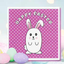 イースターおもしろいバニー漫画パープルホワイトピンクかわいい スタンダードランチョンナプキン