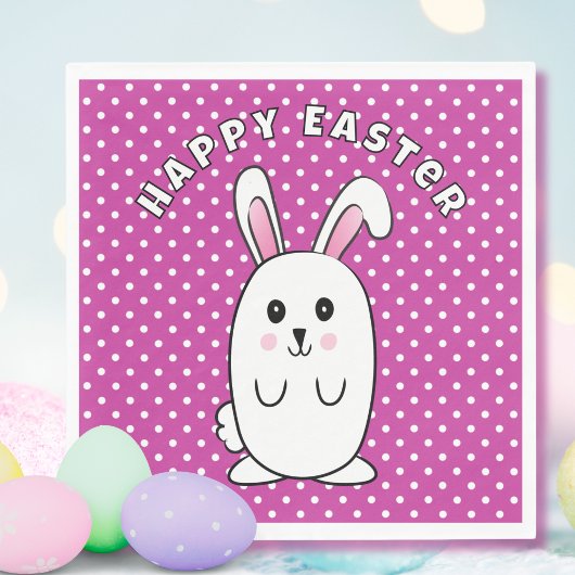 イースターおもしろいバニー漫画パープルホワイトピンクかわいい スタンダードランチョンナプキン