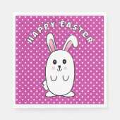 イースターおもしろいバニー漫画パープルホワイトピンクかわいい スタンダードランチョンナプキン (正面)