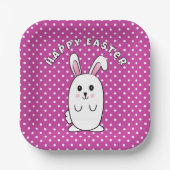 イースターおもしろいバニー漫画パープルホワイトピンクかわいい ペーパープレート (正面)