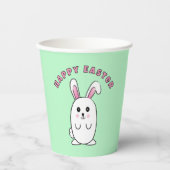 イースターおもしろいバニー漫画パープルホワイトピンクかわいい 紙コップ (正面)