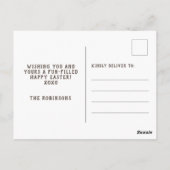 イースターおもしろいバンニーイラストレーショングリーティング ポストカード (裏面)