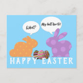イースターおもしろいバンニーイラストレーショングリーティング ポストカード (正面)