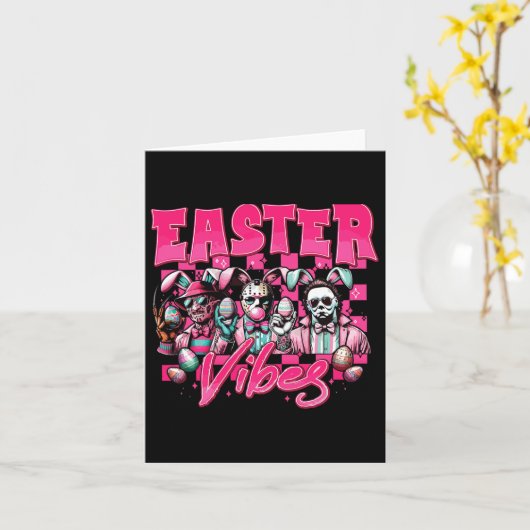 イースターおもしろいビーブイースターホラーキャラクターファミリー カード (黄色い花)