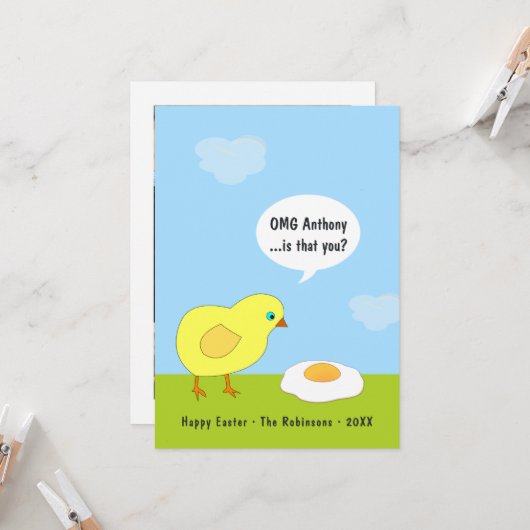 イースターおもしろいファミリーフォトグリーティング カード (正面/裏面インサイチュ)