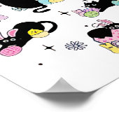 イースターおもしろいブラックキャットイースターデイキャットエッグ ポスター (角)