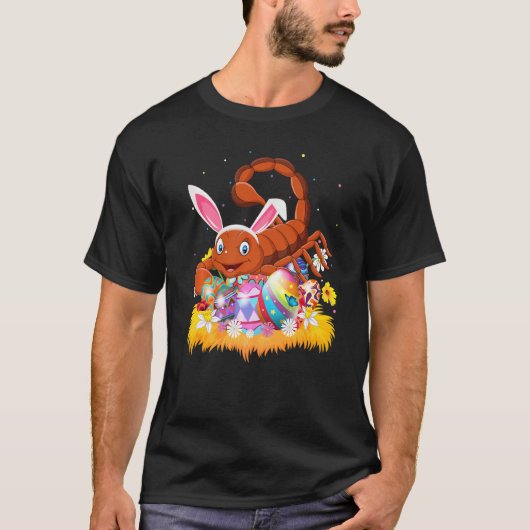 イースターおもしろい卵かわいいスコーピオンイースター日曜日 Tシャツ (正面)