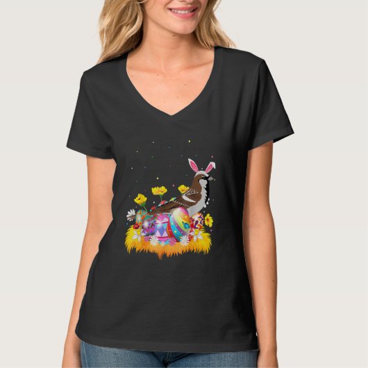 イースターおもしろい卵かわいいスズメバードイースター日曜日 Tシャツ (正面)